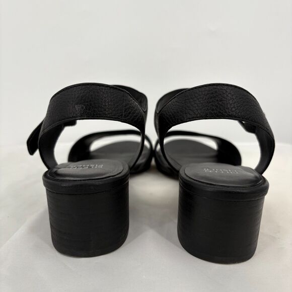 Eileen Fisher Pebbled Leather Slingback Block Heel Sandals, Sz 9.5 Black Classic - Picture 3 of 9